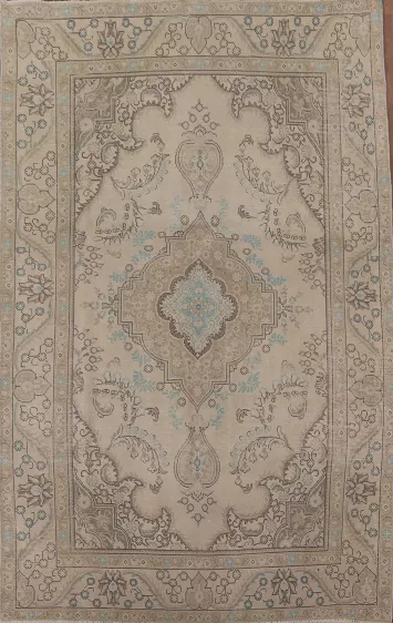 Distressed Wool Tabriz Persian Area Rug 6x9