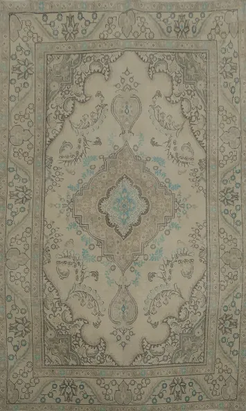 Neutral Tones Distinctive Tabriz Persian Area Rug 6x9 with Unique Motifs