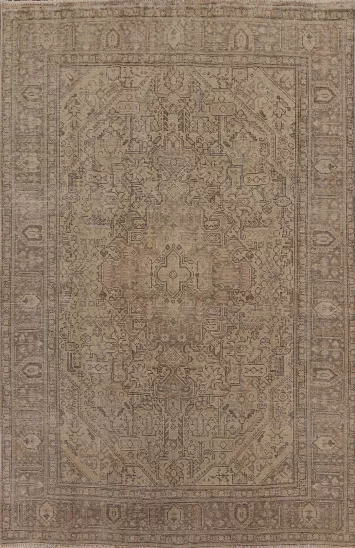 Geometric Wool Tabriz Persian Area Rug 7x9