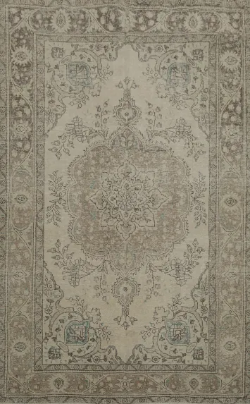 Neutral Toned Tabriz Persian Area Rug 7x10 for Classic Home Decor