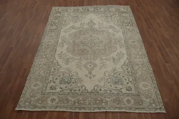 Neutral Toned Tabriz Persian Area Rug 7x10 for Classic Home Decor