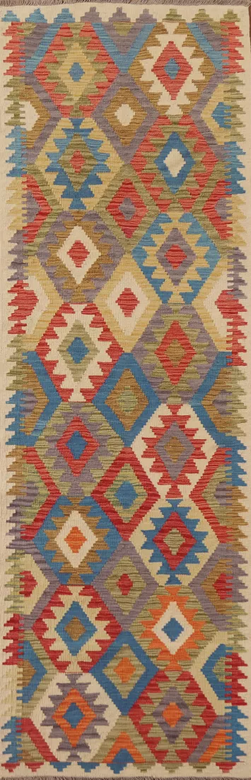 Colorful Kilim Oriental Runner Rug 3x10
