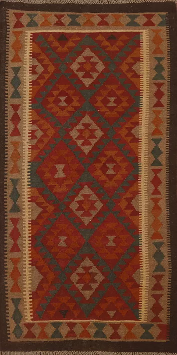 Reversible Wool Kilim Runner Rug 3x7