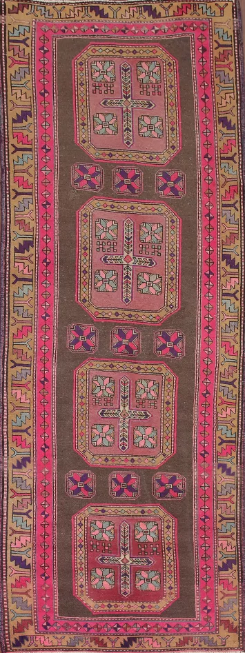 Geometric Ardebil Persian Runner Rug 4x11