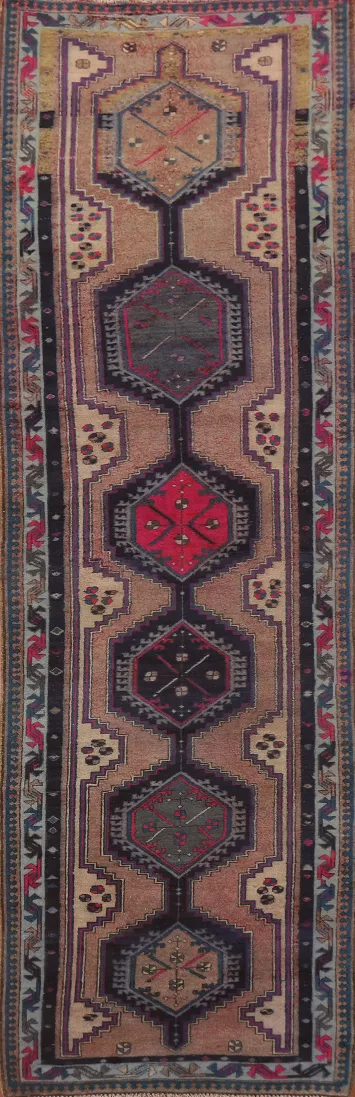 Geometric Ardebil Persian Runner Rug 4x13