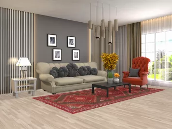 Red/ Brown Wool Ardebil Persian Area Rug 5x10