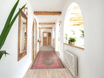 Pink Geometric Sirjan Persian Runner Rug 3x12