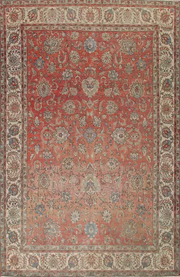 Vintage Floral Tabriz Persian Area Rug 10x13