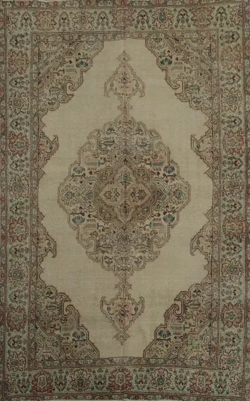 Ornate Tabriz Persian Area Rug 7x11 with Classic Motifs and Soft Tones