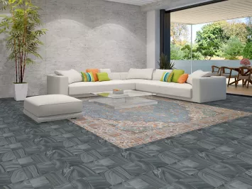 Blue Geometric Tabriz Persian Area Rug 10x13