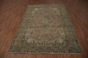 Elegant Pink Tabriz Antique-Style Rug in Subtle Earthy Tones 6x9