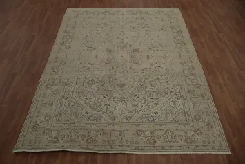 Timeless Tabriz Persian Area Rug 8x11 with Graceful Beige and Blue Details