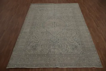 Vintage Distressed Taupe Beige Rug Adding Timeless Sophistication to Interiors 8x11