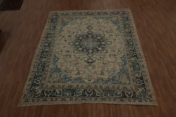 Traditional Mashad Persian Area Rug 9x12 with Detailed Floral Patterns