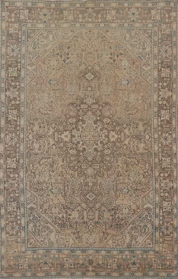 Geometric Tabriz Distressed Persian Rug 7x9