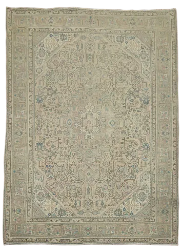 Vintage Muted Color Pink and Beige Tabriz Persian Rug 8x11 ft