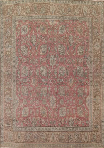 Pink Distressed Tabriz Persian Area Rug 9x12