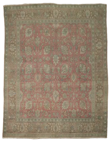 Pink Distressed Tabriz Persian Area Rug 9x12