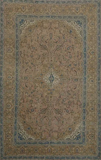 Vintage Floral Kashan Persian Area Rug 9x12