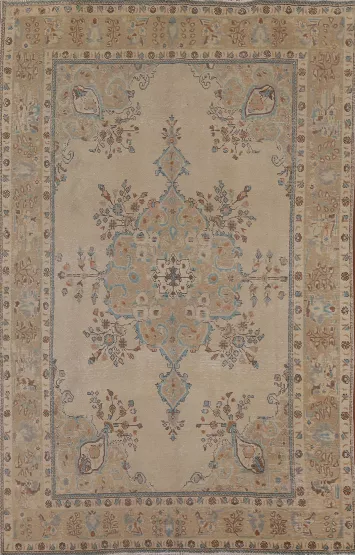 Vintage Wool Tabriz Persian Area Rug 6x10