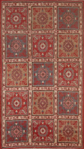 Geometric Khotan Oriental Area Rug 4x7