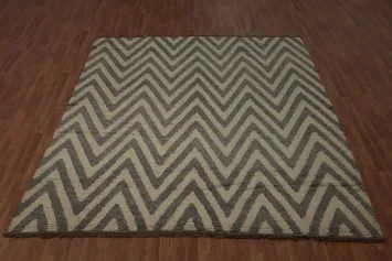 Chevron Moroccan Shaggy Wool Area Rug 8x9