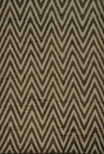 Chevron Moroccan Shaggy Area Rug 9x12 in Neutral Brown Tones