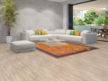 Orange Art Deco Wool & Silk Area Rug 8x10