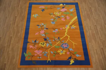 Artistic Blossom Rug with Intricate Patterns on Soft Texture in Golden Hues 8x10