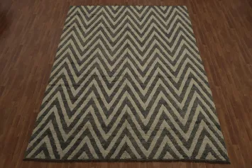 Chevron Moroccan Shaggy Wool Area Rug 9x12