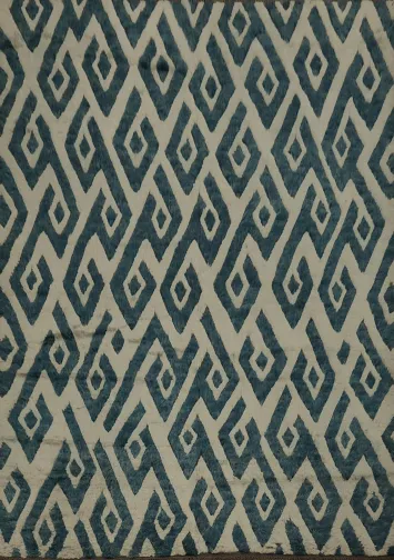 Stylish Blue and Ivory Moroccan Area Rug 8x10 for Modern Interiors