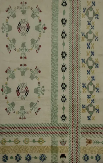 Exquisite Nordic-Inspired Rug with Geometric and Floral Embellishments 9x12