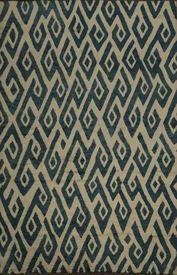 Ivory/ Blue Moroccan Shaggy Area Rug 9x11