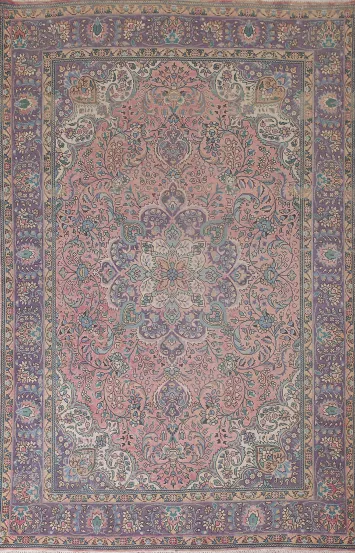 Pink Handmade Tabriz Persian Area Rug 7x10