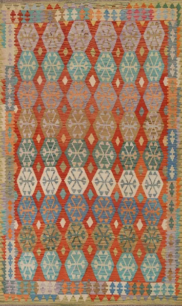 Kilim Reversible Wool Area Rug 6x10