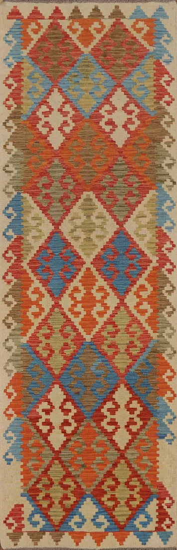 Geometric Kilim Oriental Runner Rug 3x9