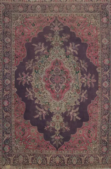 Handcrafted Tabriz Persian Area Rug 9x12 with Central Medallion Design