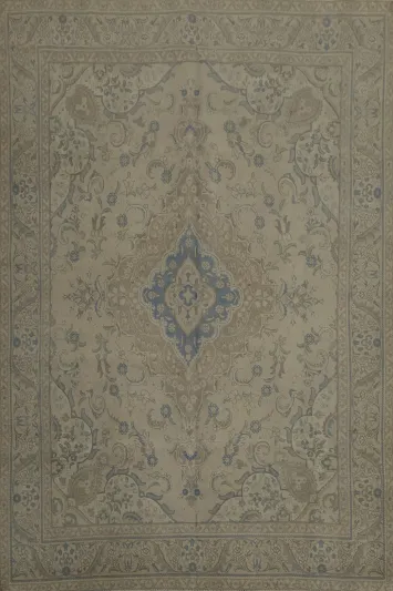 Elegant Tabriz Persian Area Rug 10x13 with Ornate Blue Medallion Design