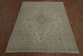 Elegant Tabriz Persian Area Rug 10x13 with Ornate Blue Medallion Design