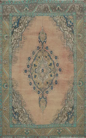 Classic Medallion Tabriz Persian Area Rug 7x10 with Beautiful Framed Border