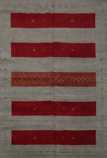 Traditional Meets Modern in Striped Elegant Gabbeh Area Rug 8x10