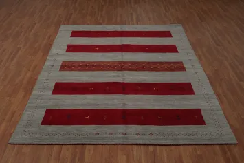 Traditional Meets Modern in Striped Elegant Gabbeh Area Rug 8x10