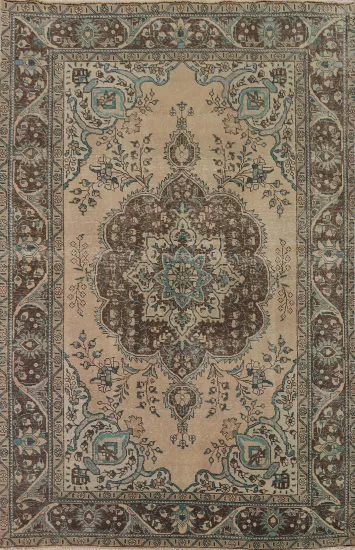 Vintage Wool Tabriz Persian Area Rug 7x9