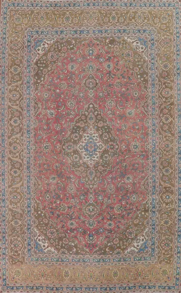 Pink Traditional Kashan Persian Area Rug 10x13