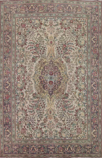 Vintage Floral Tabriz Persian Area Rug 9x11