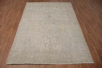 Delicate Tabriz Persian Area Rug 7x10 in Soft Neutral Tones