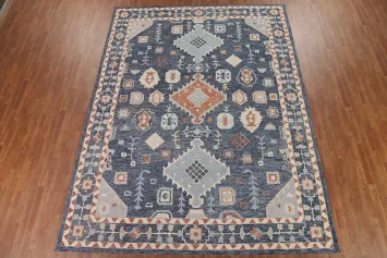 Geometric Blue Hand-Tufted Yalameh Oriental Rugs