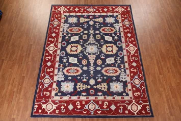 Navy Blue Geometric Heriz Indian Wool Rugs