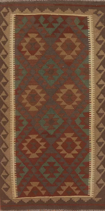 Reversible Kilim Wool Runner Rug 3x7