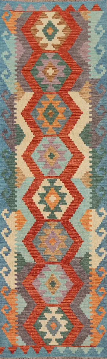 Reversible Flat-weave Kilim Runner Rug 3x10